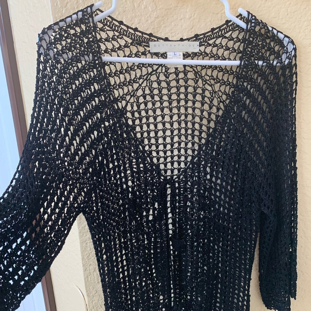 Beautiful lightweight crochet cardigan sweater.  Size L.